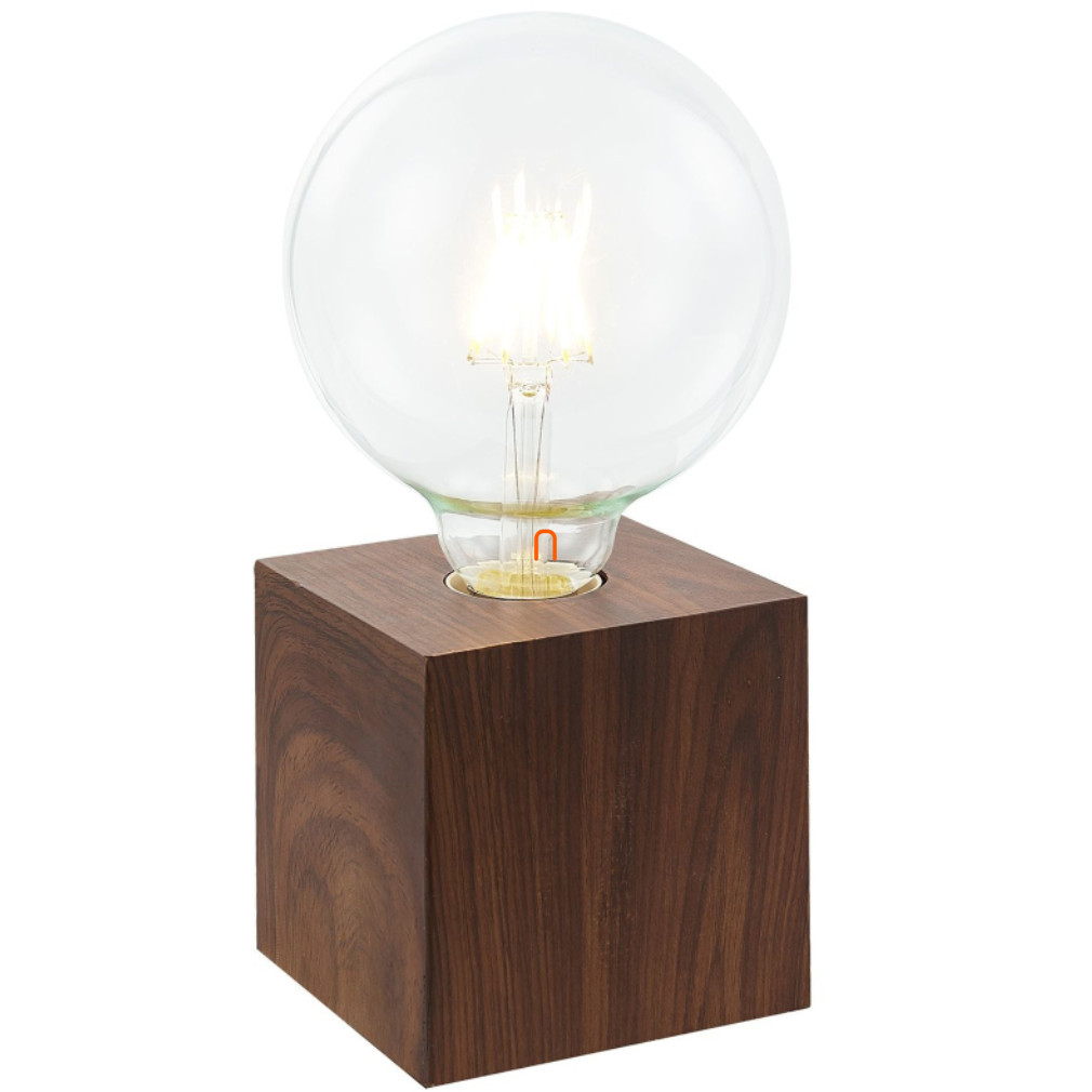 Lampa de masă cu efect de lemn, 10 cm - Leonie Globo 502401476X, cu soclu 1xE27, 230 V