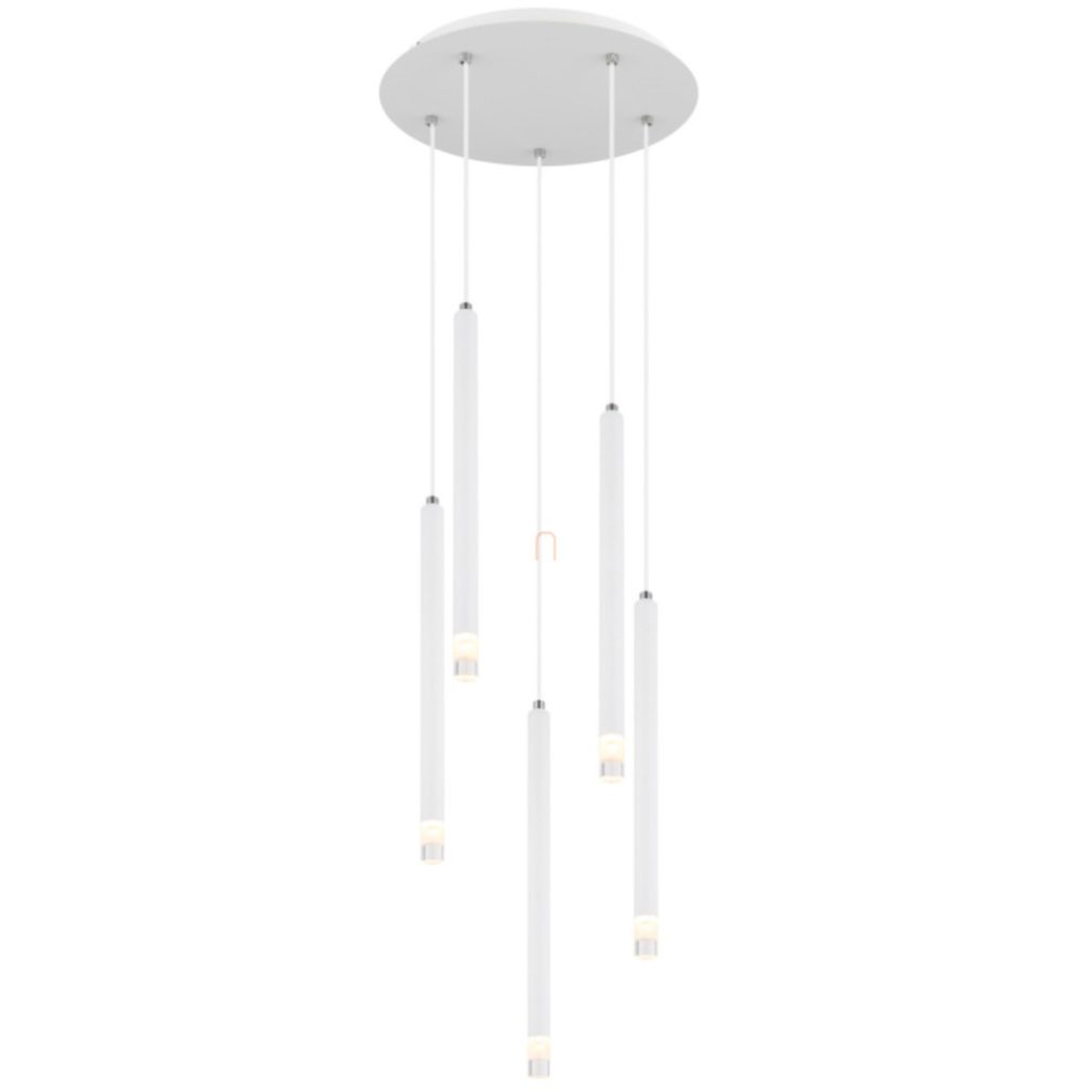 Lampa suspendată, albă, cu 5 becuri - Ryan Globo 15629W-5