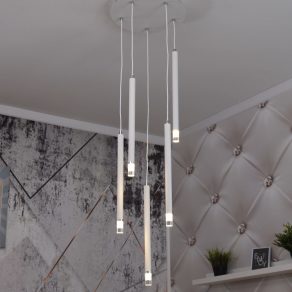   Lampă suspendată, albă, cu 5 socluri - Ryan Globo 15629W-5