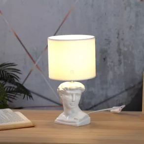   Lampă de birou cu soclu în formă de bust roman, de culoare albă - Hermes Globo 21732W - 1xE14, 230 V, IP20, cablu de 1,3 metri