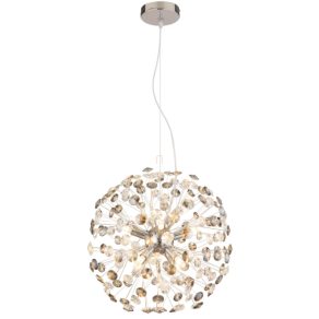   Lampă suspendată de designer, cristal dandelion, crom, culoare fum, 40 cm - Katrina Globo 64135H1C