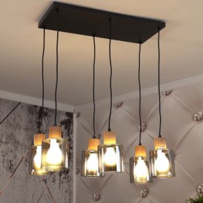   Lampă suspendată cu abajur din sticlă, 6 socluri - Aleidis Globo 15768-6