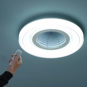   Lampă LED de tavan cu telecomandă, efect 3D și finisaj cristal, alb - Alsuna Globo 48557-48W