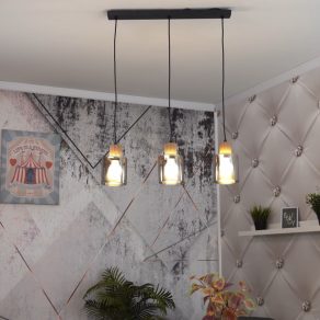   Lampă suspendată cu abajur din sticlă, 3 socluri - Aleidis Globo 15768-3