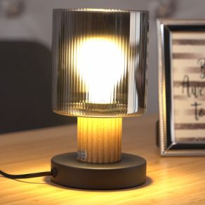   Lampă de masă din sticlă cu nervuri, 21 cm - Aleidis Globo 15768T - 1xE27, 230 V, IP20, cablu de 1,5 metri