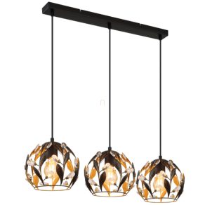   Lampă suspendată cu abajur frunzat, decorațiuni din cristal, 3 socluri - Mika Globo 15759-3H