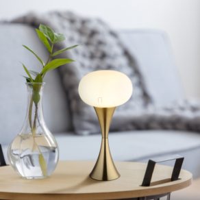   Lampă de masă, 22 cm, culoare alamă-opal - Lula Globo 21027M - 1xE14, 230 V, IP20, cablu de 1,5 metri