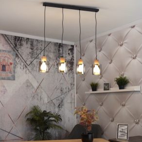   Lampă suspendată cu abajur din sticlă, 4 socluri - Aleidis Globo 15768-4