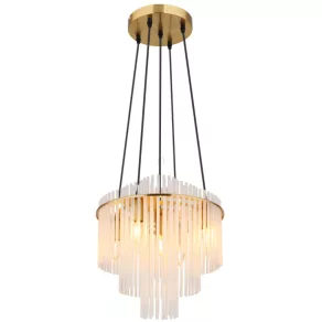   Candelabru cu design din tije de sticlă, 3 niveluri, translucid, culoare auriu - Gorley Globo 15698H2M
