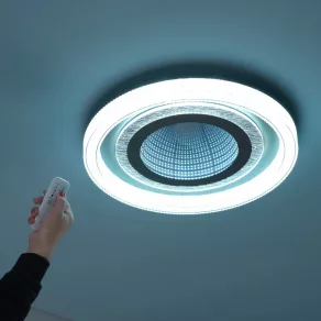   Lampă LED de tavan cu telecomandă, cu efect 3D și finisaj cristal în culoarea antracit - Alsuna Globo 48557-48