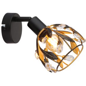   Lampă spot cu abajur metalic frunzat și decorațiuni din cristal - Mika Globo 15759-1