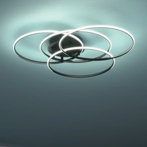 Lampă LED de tavan, 4 inele, negru - Kombos Globo 67355-55