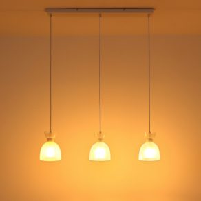   Lampă suspendată din sticlă cu 3 socluri, albă - Massey Globo 15769W-3