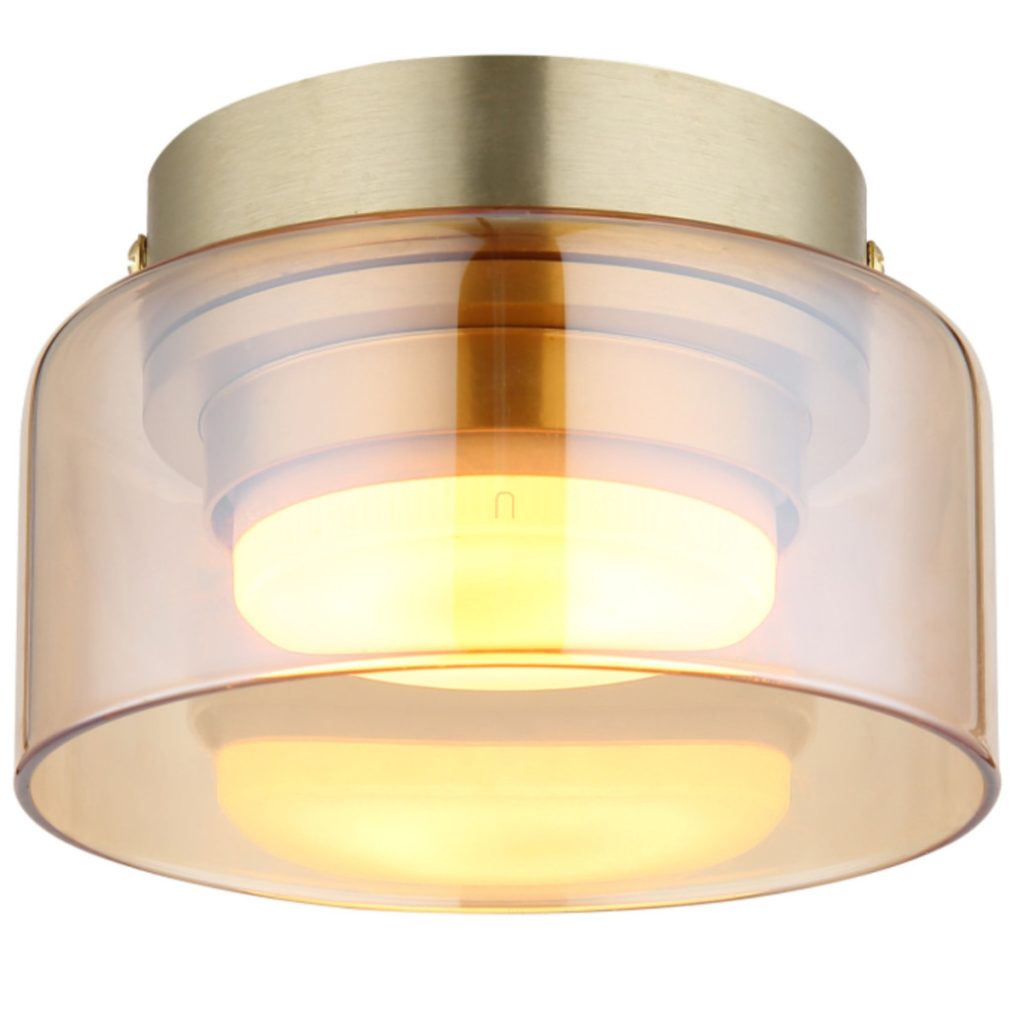 Lampa de tavan în culoarea chihlimbar, sticlă - Higgins Globo 16055DG