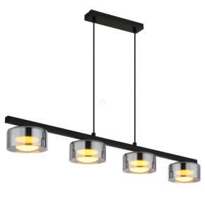   Lampă suspendată cu abajururi din sticlă chihlimbarie și 4 socluri - Higgins Globo 16055-4HS