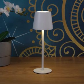   Lampă LED de masă cu control tactil, 28 cm, reîncărcabilă, albă - Vancouver Globo 58482W - luminozitate reglabilă, 3000/4500 K, 50 lm, 1,2 W, cablu de 0,8 metri, alimentată cu baterii