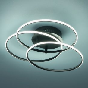 Lampă LED de tavan, 3 inele, negru - Kombos Globo 67355-40