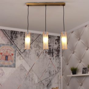   Lampă suspendată, efect sticlă lustruită, cu 3 socluri - Karolo Globo 15775-3H