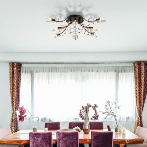   Lampă de tavan cu decorațiuni din frunze și cristal - Janis Globo 63007-8