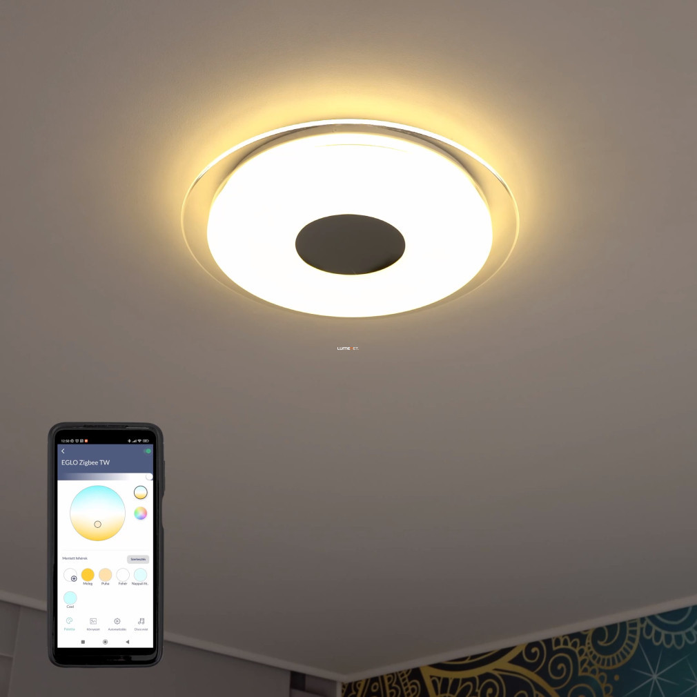 Lampa LED de tavan reglabilă cu efect de sclipici, 4x4,8 W, alb rece-alb cald, alb-crom - Lanciano Eglo 900083