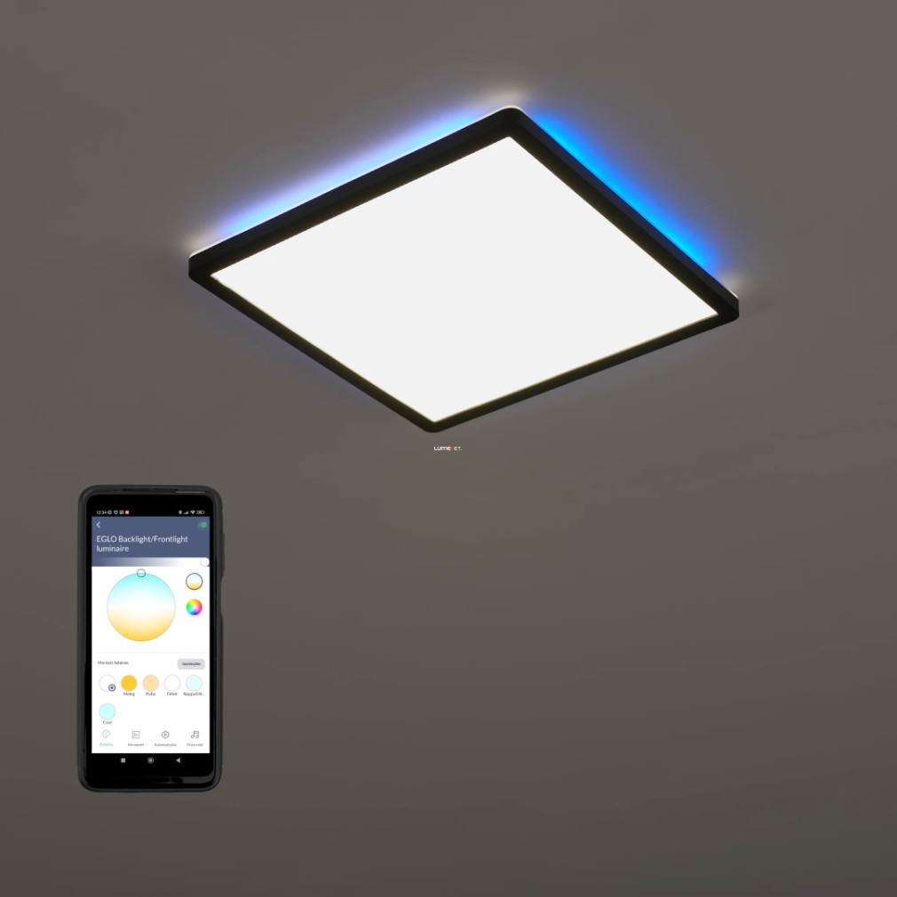 Lampă LED reglabilă pentru tavan 14,6 W, alb rece-cald, negru - Rovito RGBW Eglo 900093