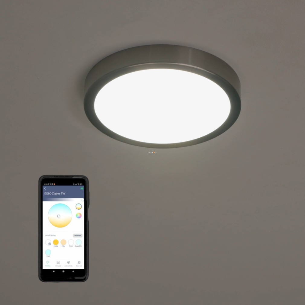 Lampă LED reglabilă pentru tavan, rotundă, 16,5 W, alb rece-cald, culoare nichel-alb - Fueva Eglo 900114