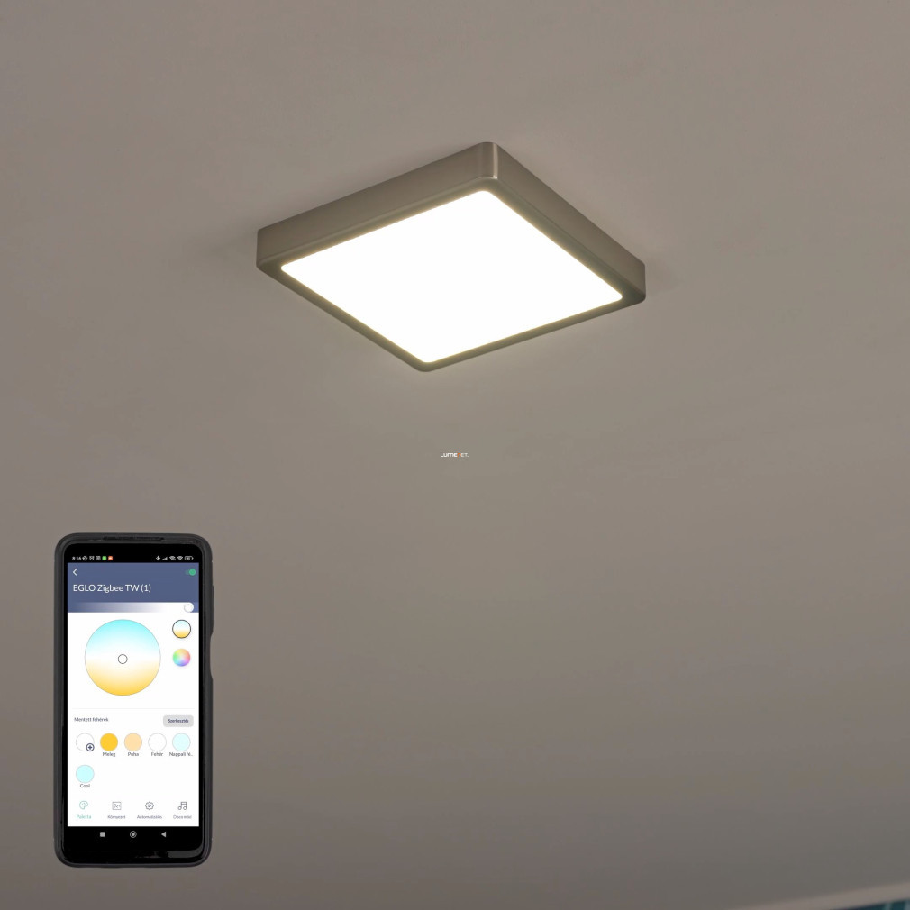 Lampa LED de tavan reglabilă 16,5 W, alb rece-alb cald, culoare nichef-alb - Fueva Eglo 900115