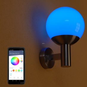   Lampă de perete reglabilă pentru exterior cu sursă de lumină inteligentă, culoare alb-argintiu - Nisia Eglo 900265