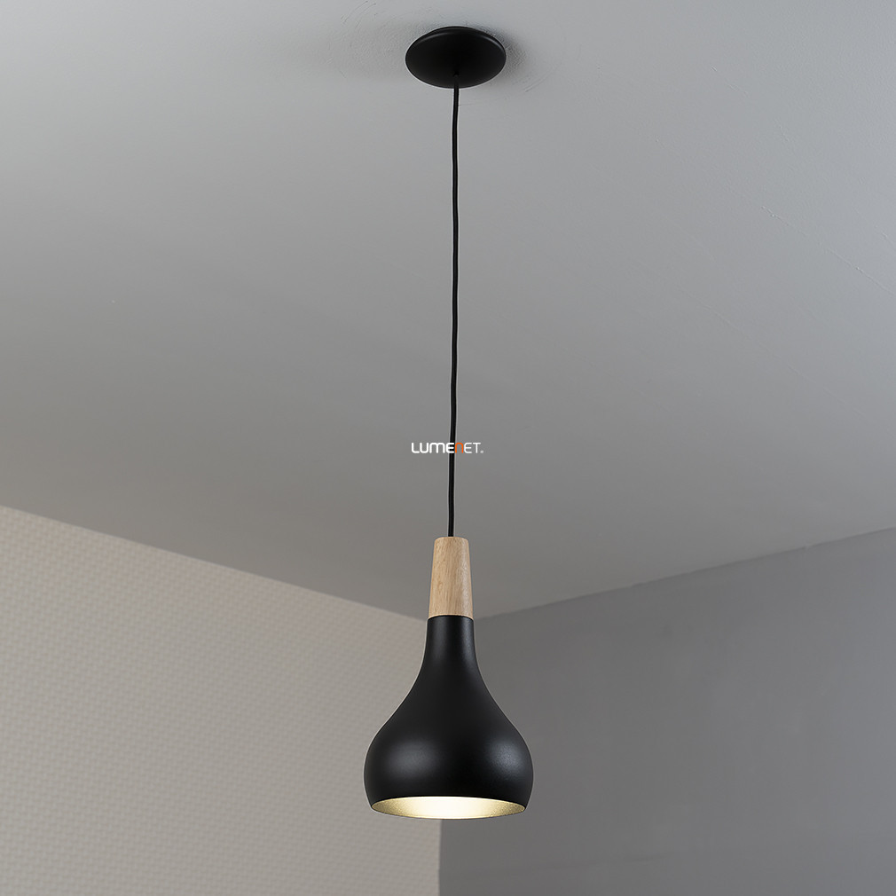 Lampa suspendată, 18 cm, negru-lemn - Sabinar Eglo 900161