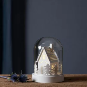   Glob de sticlă de Crăciun cu căsuță luminată – fără baterii (Kupol)