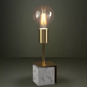   Lampă de masă cu soclu cu aspect de marmură, albă, 26 cm - Carmita Eglo 390169, cu 1 soclu E27, 220-240 V