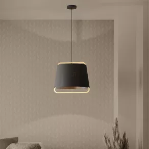   Lampă suspendată din material textil cu inserție din lemn, 44 cm - Camaloza Eglo 390185, cu 1 soclu E27, 220-240 V