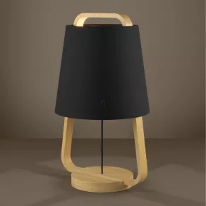   Lampă de masă din lemn cu abajur din țesătură, 43,5 cm - Camaloza Eglo 390187, cu 1 soclu E27, 220-240 V