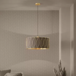   Lampă suspendată din material textil cu cadru decorativ, 57 cm - Corojal Eglo 390206, cu 1 soclu E27, 220-240 V
