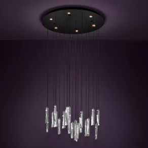   Lampă suspendată cu LED-uri și ornamente din sticlă cu bule, 53 cm - Sardenara Eglo 390209, 3000 lm, 3000 K, 6x4,2 W, 220-240 V