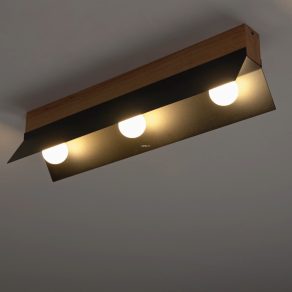   Lampă de tavan cu trei socluri, negru și culoarea lemnului - Tarrafo Eglo 900443