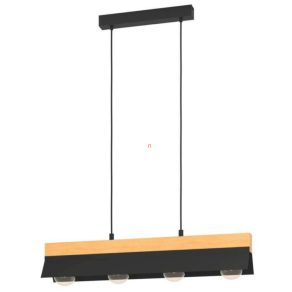   Lampă suspendată cu patru socluri, negru și culoarea lemnului - Tarrafo Eglo 900444