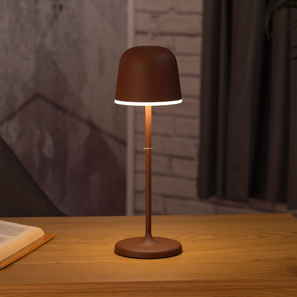 Lampa de masă LED reglabilă cu comutator tactil, maro-alb, 34 cm - Mannera Eglo 900459, USB, intensitate luminoasă reglabilă, dimabilă, 3000 K, 200 lm, 2,2 W, 3,7 V