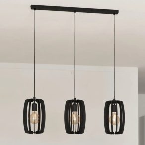   Lampă suspendată cu lamele, negru - Bajazzara Eglo 900505, cu soclu 3xE27, 220-240 V