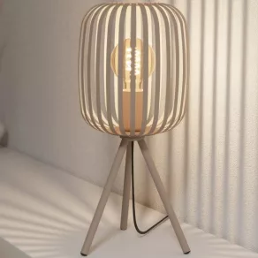   Lampă de masă cu umbră, culoare naturală, cu trei picioare, 43,5 cm - Romazzina Eglo 900521, cu 1 soclu E27, 220-240 V