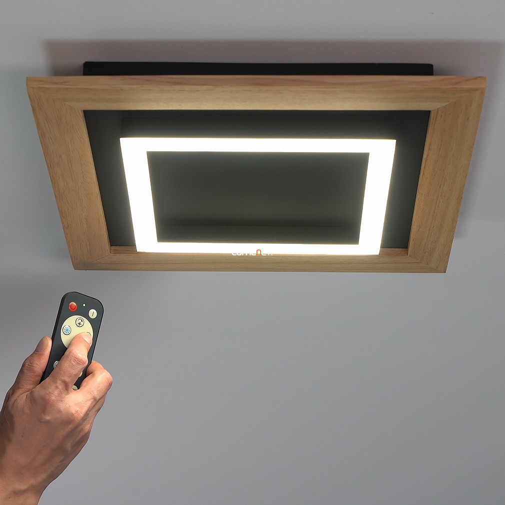 Lampa LED de tavan cu ramă din lemn și telecomandă, alb rece-cald - Tirrenara Eglo 900603