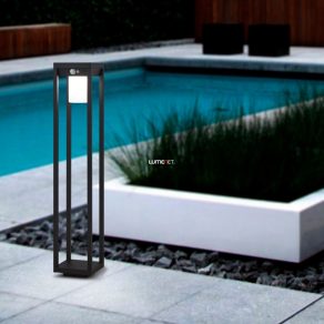   Lampă de podea LED cu senzor de mișcare pentru exterior, cu panou solar, 3,7 W, alb rece, 80 cm, alb și negru - Martano Eglo 900805