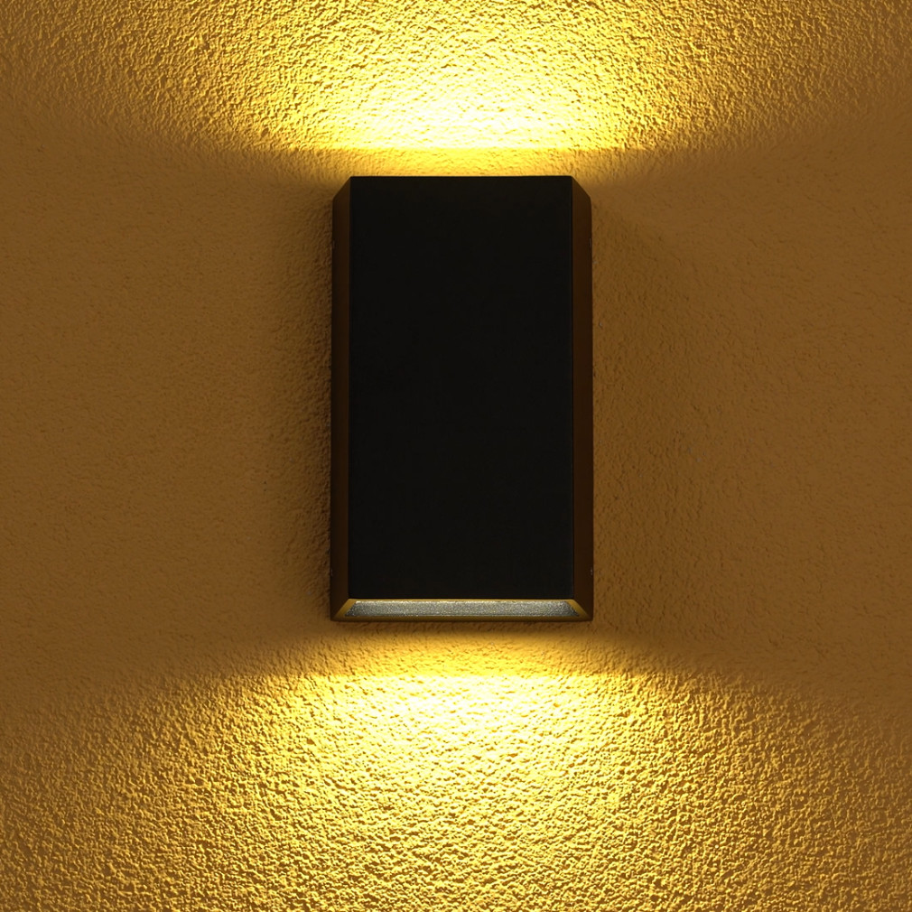 Aplică de exterior LED cu întrerupător, on/off, alb topit, 12x20 cm, negru (Spongano)