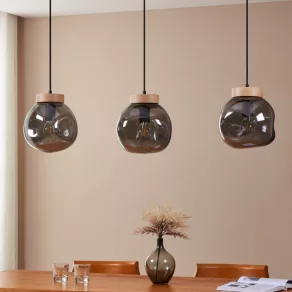   Lampă suspendată cu abajur cu aspect de sticlă topită - Magacela Eglo 390318, cu 3 socluri E27, 220-240 V