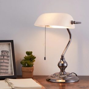   Lampă de masă în culoarea nichel alb, 39 cm - Banker Eglo 901019, cu soclu 1xE27, 220-240 V