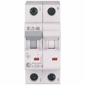   Întrerupător de circuit Eaton Home 4, 5 kA, 1P+N, 32 A, curba de caracteristică c, hl-c32/1n-194754