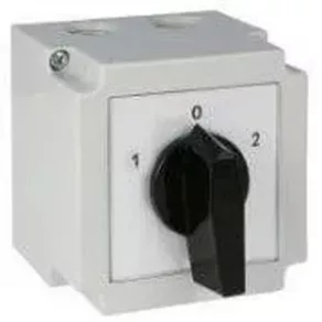   Comutator de selecție industrial în carcasă, configurație 1-0-2, 2P, 16 A, Apator 4G16-52-PK